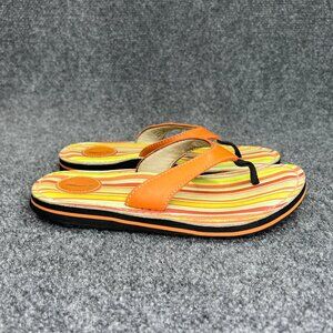 Clarks Privo Sandals Womens 6 Orange Leather Outdoor Comfort Toe Post Flip Flops